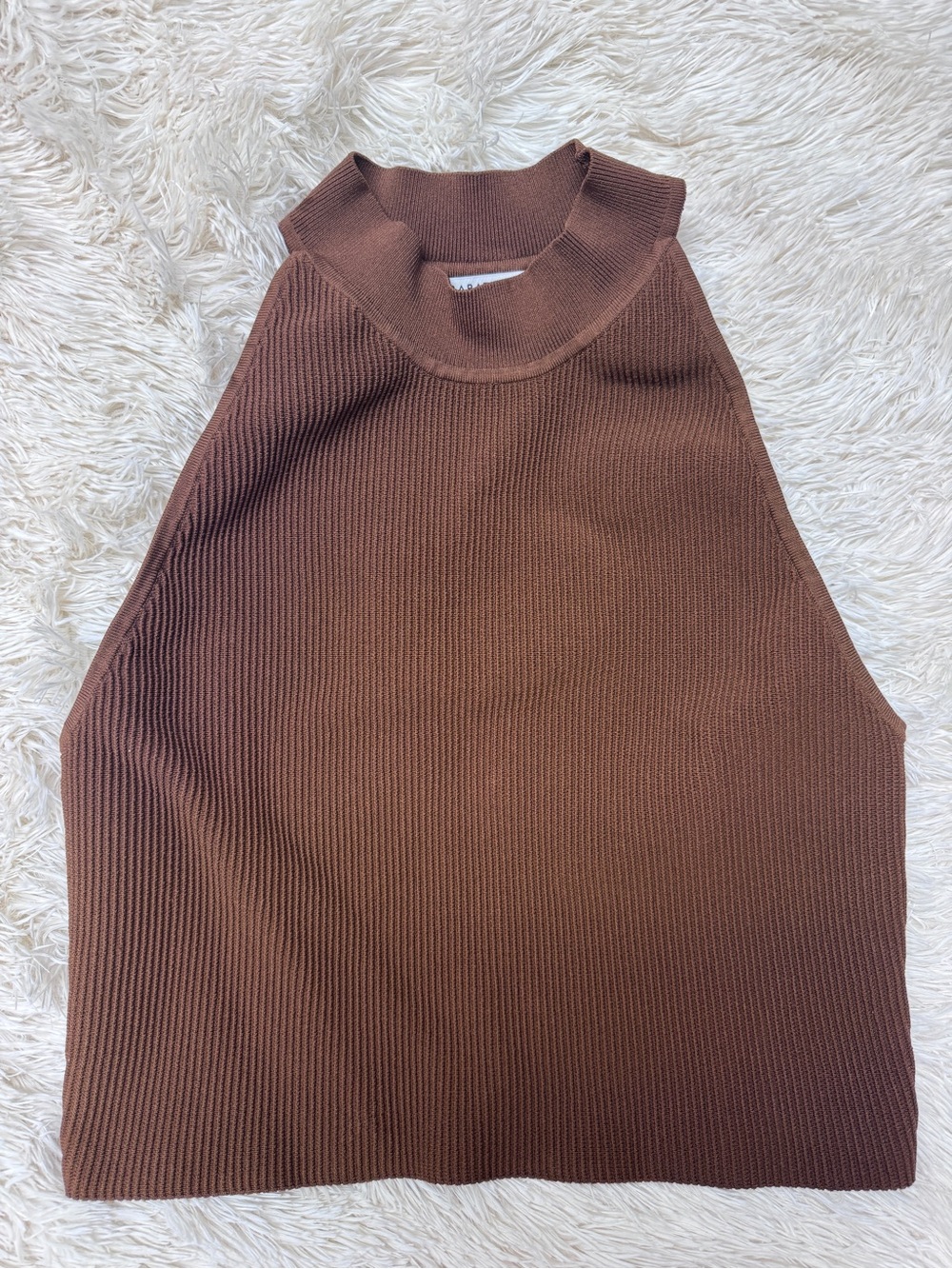Babaton Aritzia High Neck Halter Tank - Cognac Brown, Women’s XL